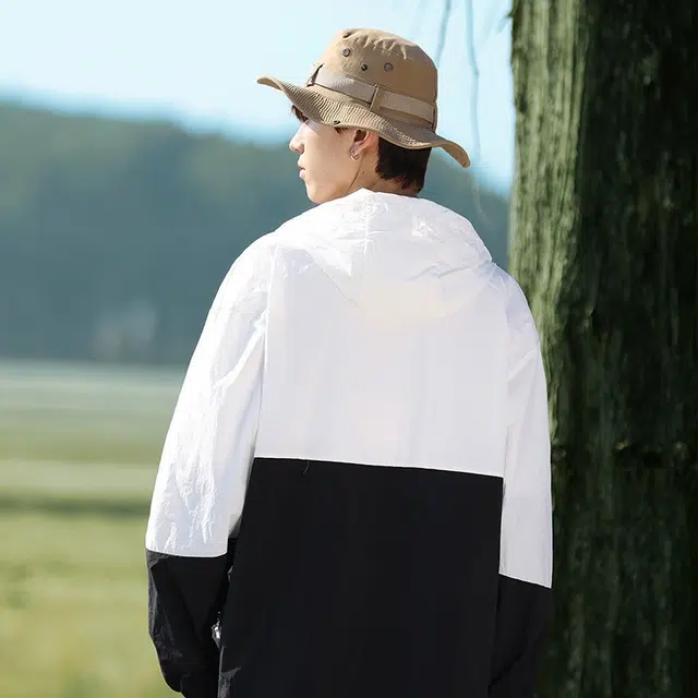 物质公式 多巴胺色系户外休闲轻薄凉感冰丝透气亲肤连帽拼色设计拼接防晒服 男女同款