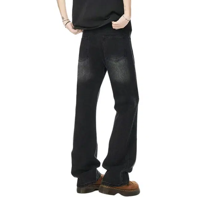 物质公式 微喇美式高街复古黄泥染废土风中腰无性别主义窄版宽松水洗做旧显高微弹柔软不硬日常百搭通勤休闲直筒牛仔裤 男女同款