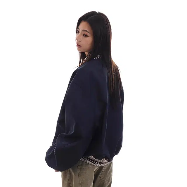 物质公式  美式高街复古潮牌提花刺绣图案设计宽松飞行员夹克外套时尚百搭棒球服 男女同款