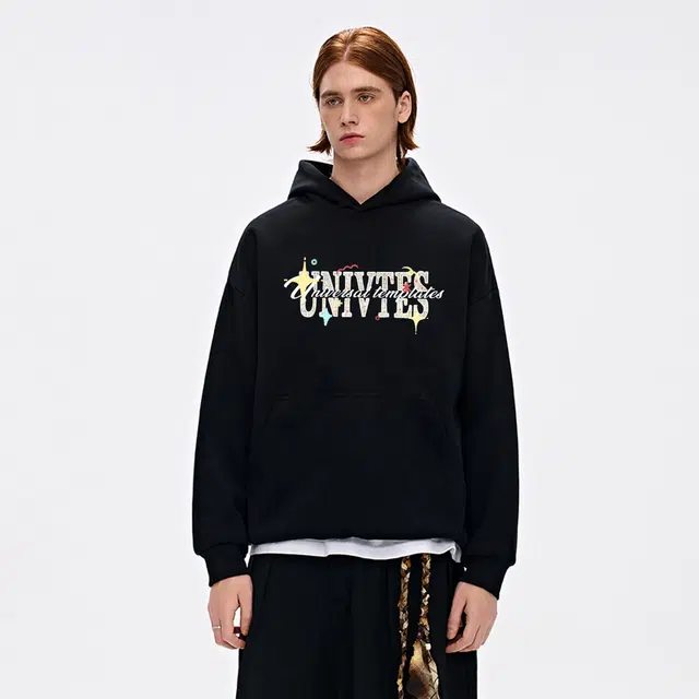 物质公式 重磅美式复古高街潮牌趣味仿万针刺绣无限循环图案字母印花设计潮流时尚日常通勤宽松简约舒适休闲透气百搭长袖连帽卫衣 男女同款