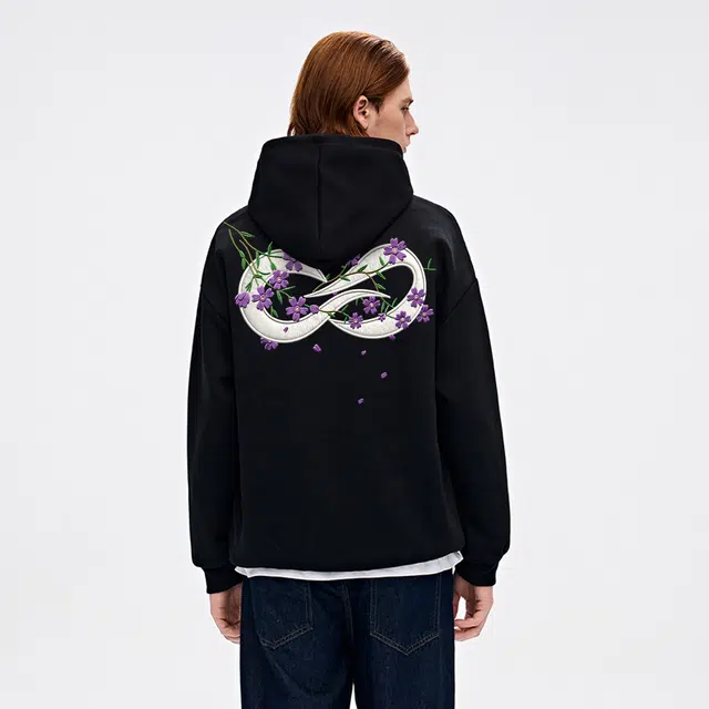 物质公式 重磅质感美式复古高街趣味植物花卉仿刺绣无限循环字母印花设计感潮流时尚宽松简约日常通勤休闲百搭长袖连帽卫衣针织衫 男女同款