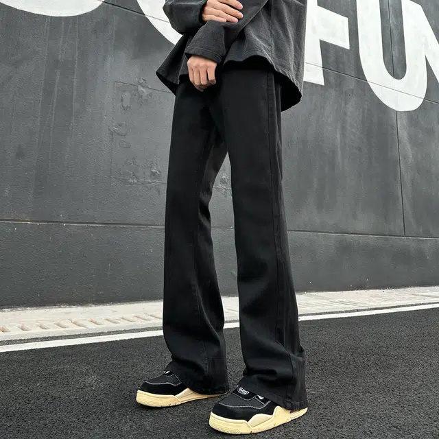 物质公式 微喇弯刀巴黎神裤柔感不硬舒适亲肤美式高街顶男出街通勤高级简约窄版设计高腰直筒显高显瘦休闲百搭做旧水洗阔腿牛仔裤 男女同款