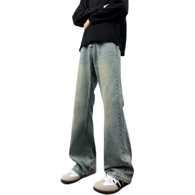 布客行 美式复古重工水洗做旧潮流百搭显高显瘦舒适通勤风裤子牛仔裤 男女同款
