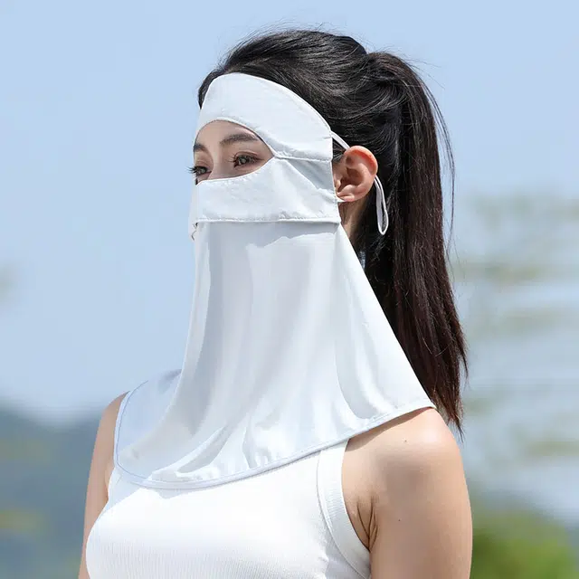 浪莎 护颈一体式全方位遮阳户外出行登山骑行开车外卖医美钓鱼下地干活冰丝面巾防紫外线透气防沙 轻薄款 锦纶 防晒面罩 女款