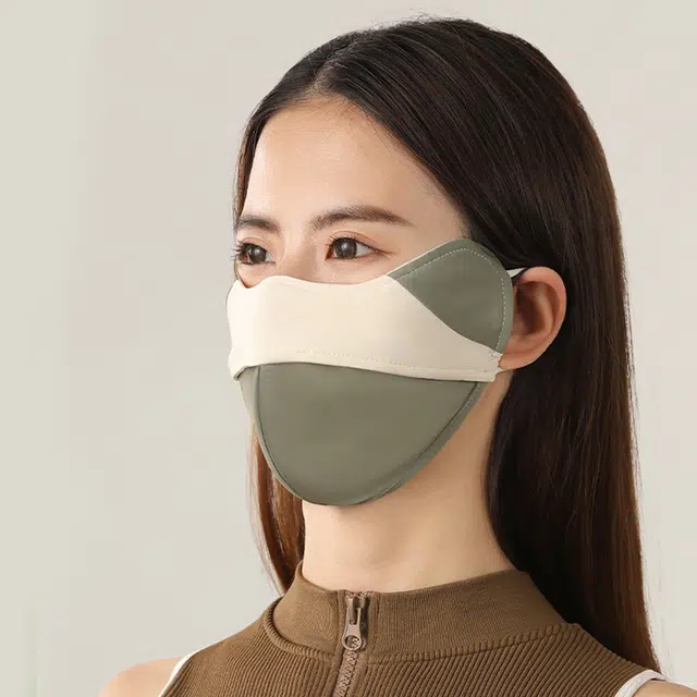 浪莎 夏季口罩户外出游拼色冰丝透气遮阳防紫外线高颜值护眼角显脸小 防晒面罩 女款