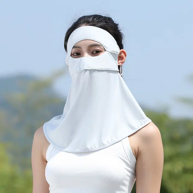 浪莎 护颈一体式全方位遮阳户外出行登山骑行开车外卖医美钓鱼下地干活冰丝面巾防紫外线透气防沙 轻薄款 锦纶 防晒面罩 女款