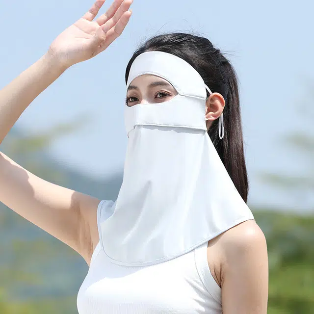 浪莎 护颈一体式全方位遮阳户外出行登山骑行开车外卖医美钓鱼下地干活冰丝面巾防紫外线透气防沙 轻薄款 锦纶 防晒面罩 女款