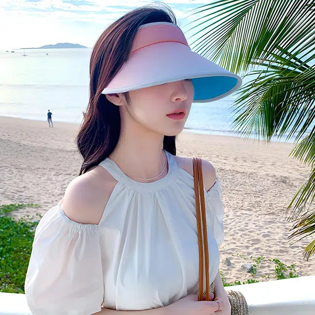 浪莎 防紫外线帽子大檐户外登山冰丝遮阳帽空顶太阳帽 薄款 防晒帽 女款