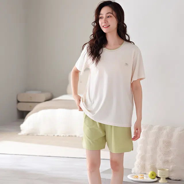 睦隆世家 短袖短裤休闲舒适薄款冰丝家居服睡衣套装 女款
