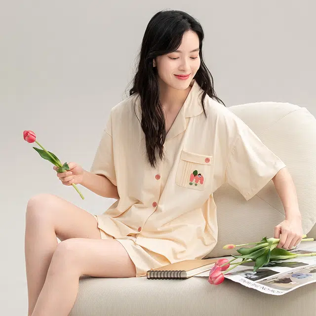 睦隆世家 和服开衫纯棉短袖家居服可外穿夏季睡衣套装 女款