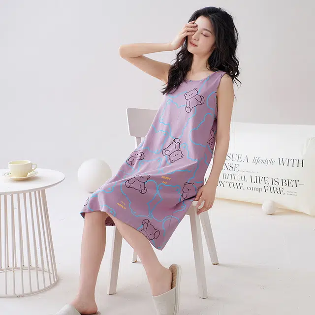 睦隆世家 无袖吊带带胸垫可外穿休闲家居服背心裙子睡裙 女款