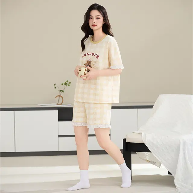 睦隆世家 卡通加大码家居服短袖短裤薄款睡衣套装 女款