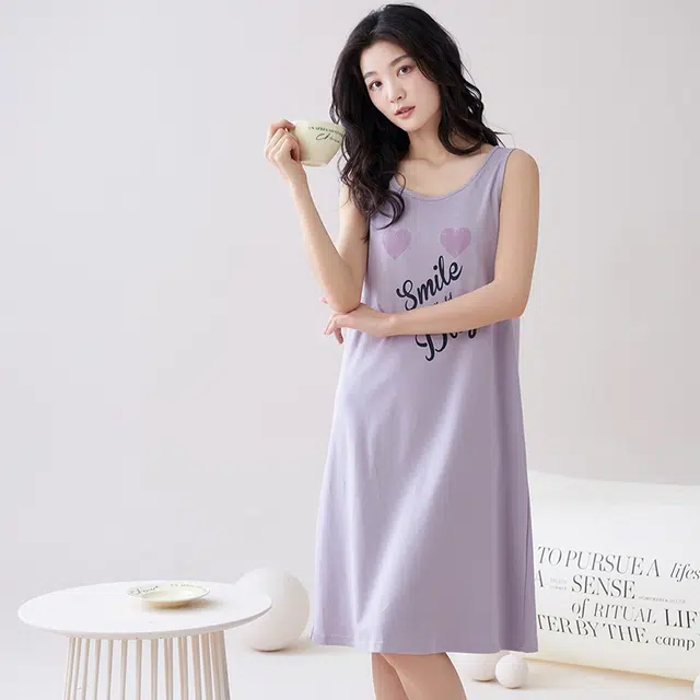 睦隆世家 无袖吊带背心带胸垫可外穿休闲家居服夏季睡裙 女款