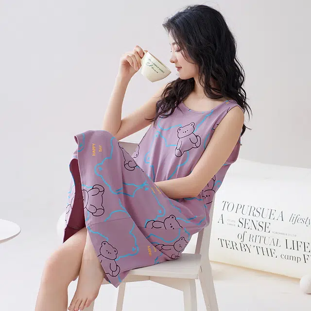 睦隆世家 无袖吊带带胸垫可外穿休闲家居服背心裙子睡裙 女款