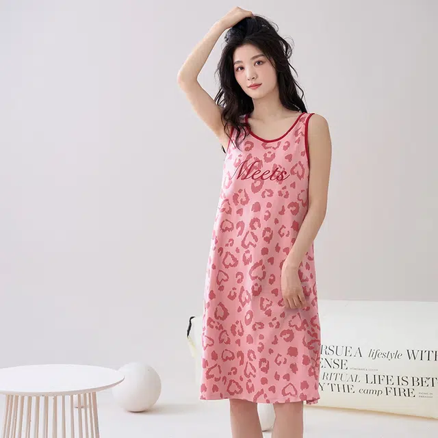 睦隆世家 吊带背心可外穿带胸垫无袖休闲家居服夏季睡裙 女款