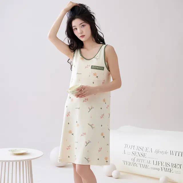 睦隆世家 带胸垫可外穿休闲家居服无袖吊带背心夏季睡裙 女款