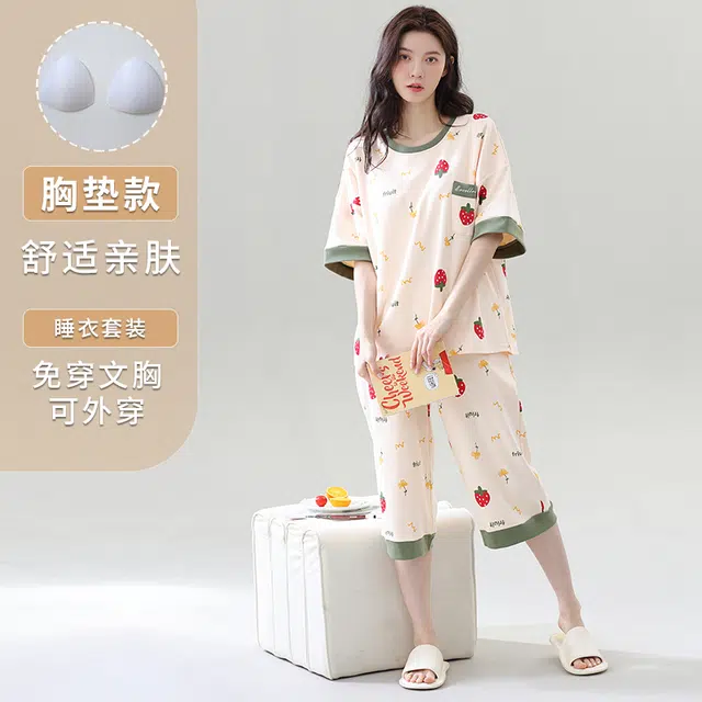 睦隆世家 短袖短裤舒适休闲可外穿家居服睡衣套装 女款