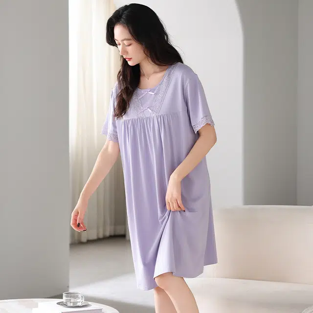 睦隆世家 薄款带胸垫凉快舒适休闲无袖家居服可外穿夏季睡裙 女款