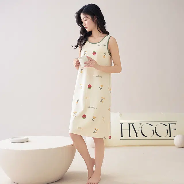 睦隆世家 吊带背心裙子可外穿夏季带胸垫无袖休闲家居服薄款睡裙 女款