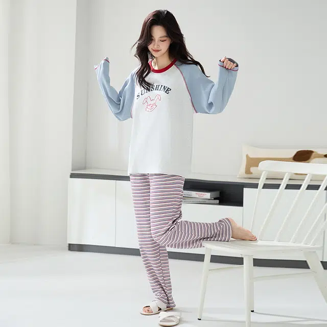 睦隆世家 亲肤可爱透气舒适轻盈抑菌睡衣套装 女款