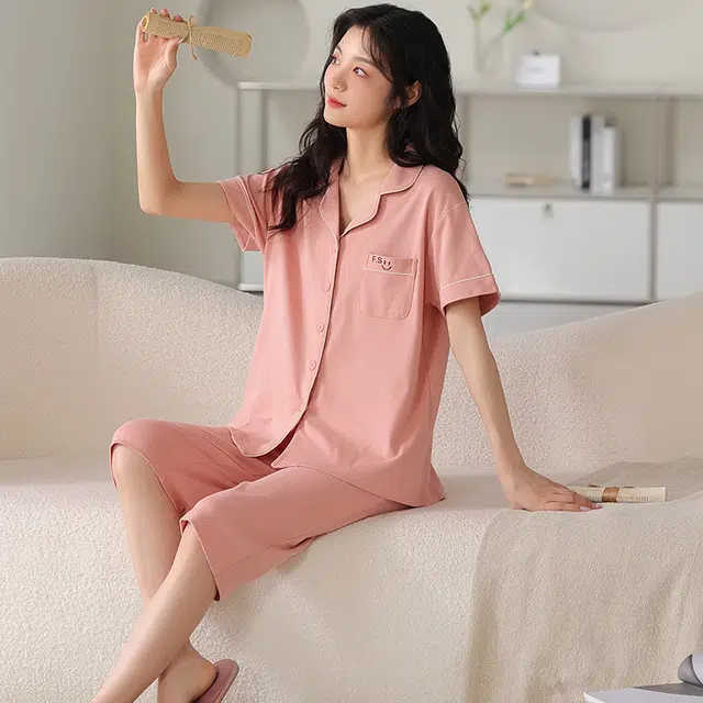 睦隆世家 短袖七分裤薄款休闲家居服睡衣套装 女款