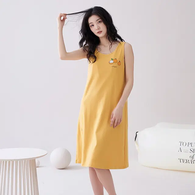 睦隆世家 无袖吊带背心带胸垫可外穿休闲家居服睡裙 女款