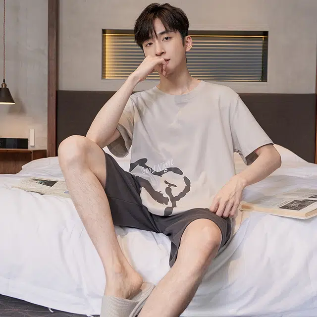 睦隆世家 亲肤卡通潮流家居服短袖夏季睡衣套装 男款