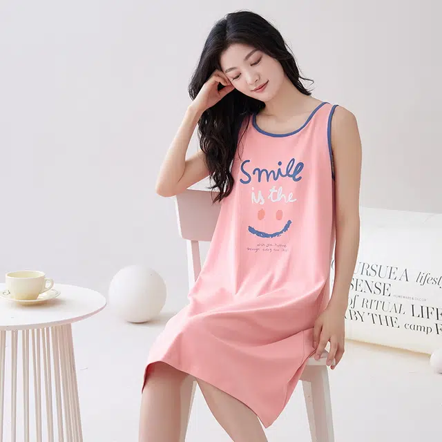 睦隆世家 可外穿休闲家居服带胸垫无袖吊带背心夏季睡裙 女款