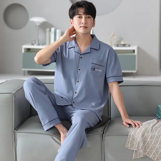 睦隆世家 短袖时尚舒适青少年家居服睡衣套装 男款