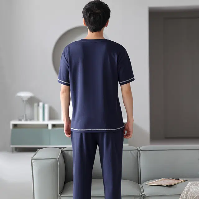 睦隆世家 舒适短袖长裤宽松可外穿家居服夏季睡衣套装 男款