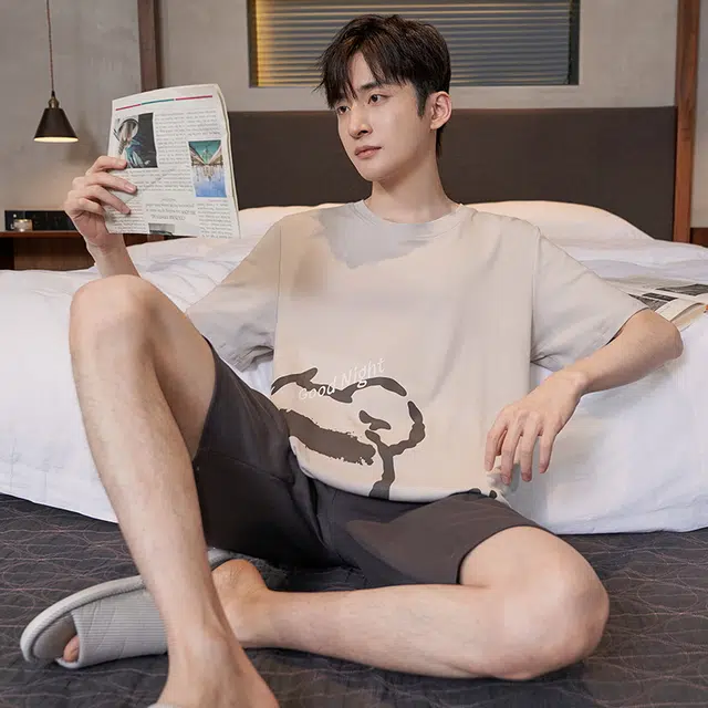 睦隆世家 亲肤卡通潮流家居服短袖夏季睡衣套装 男款