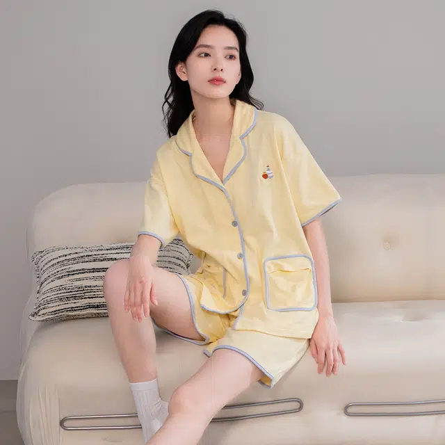 睦隆世家 和服纯棉短袖开衫全棉家居服可外穿夏季睡衣套装 女款