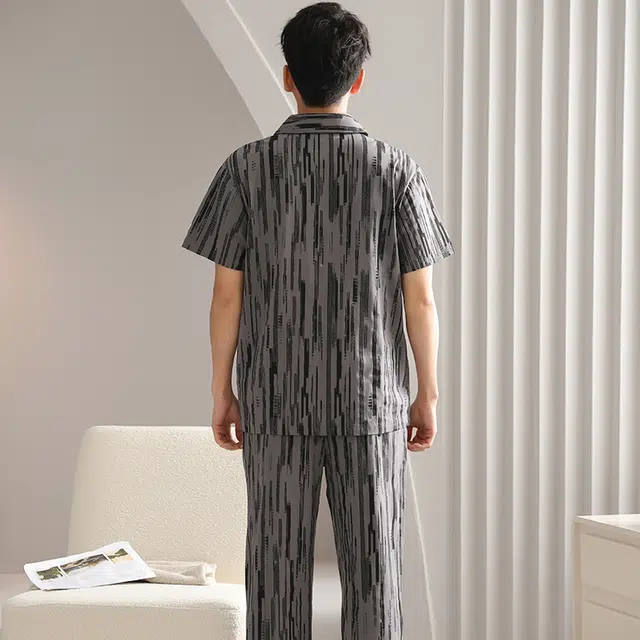 睦隆世家 夏季短袖长裤舒适家居服可外穿睡衣套装 男款