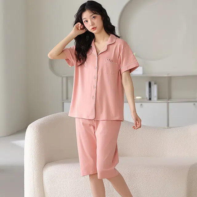 睦隆世家 短袖七分裤薄款休闲家居服睡衣套装 女款