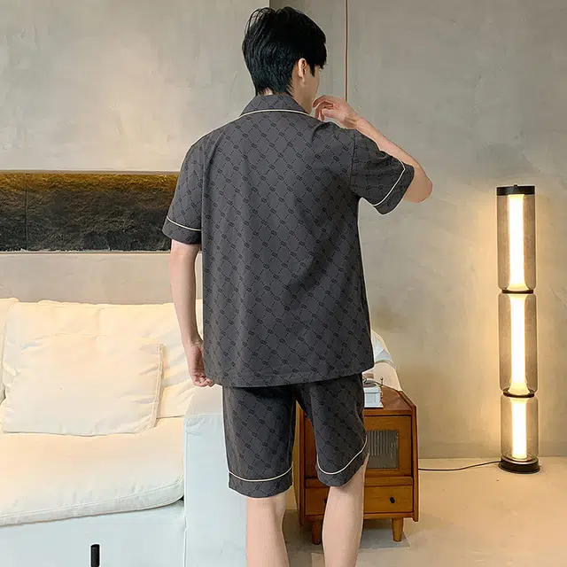 睦隆世家 纯棉短袖舒适可外穿家居服薄款睡衣套装 男款