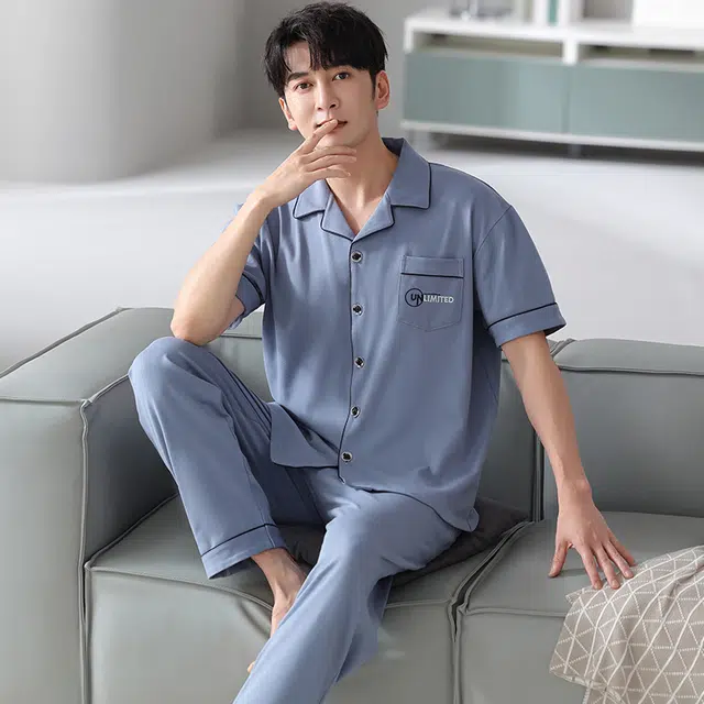 睦隆世家 短袖时尚舒适青少年家居服睡衣套装 男款