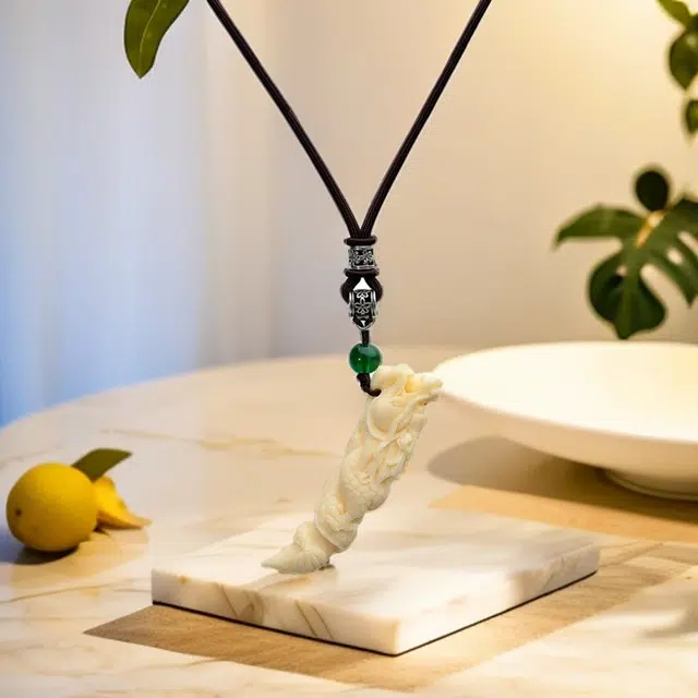 彗时 立体雕刻龙牙新中式吊坠 国潮风文玩小众创意设计高级感轻奢夕七送礼盒物男朋友 象牙果 项链 男女同款情侣款