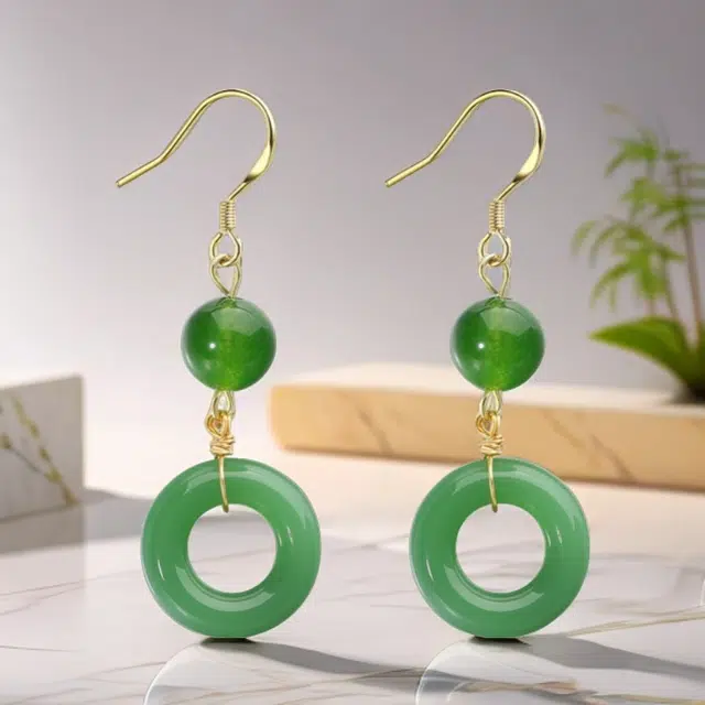 彗时 新中式国潮风平安扣耳坠 精致轻奢 复古优雅气质优雅合金耳饰 女朋友闺蜜妈妈送礼盒物 水晶 玉石耳钉 女款