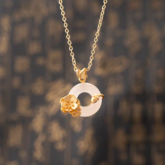 彗时 桃花平安扣 玉髓 项链 男女同款情侣款