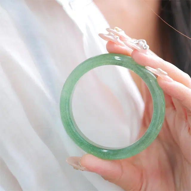 彗时 新中式绿招正缘招桃花 汉服古风古装素圈 水晶 玉石手镯 男女同款情侣款