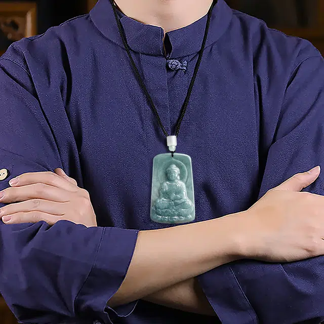 彗时 蓝水十二生肖佛大日如来精工雕刻温润新中式国风冰透 好运轻奢高级感 糯种 翡翠项链 男女同款情侣款