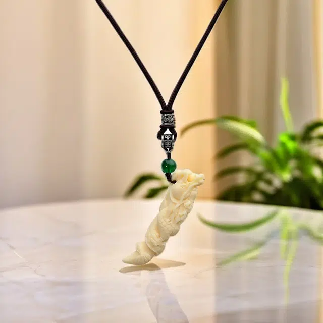 彗时 立体雕刻龙牙新中式吊坠 国潮风文玩小众创意设计高级感轻奢夕七送礼盒物男朋友 象牙果 项链 男女同款情侣款