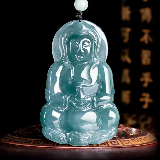 彗时 蓝水观音 诸事喜乐国风小众新中式复古新中式百搭福禄吉祥时尚百搭好运 糯种 翡翠项链 男女同款情侣款
