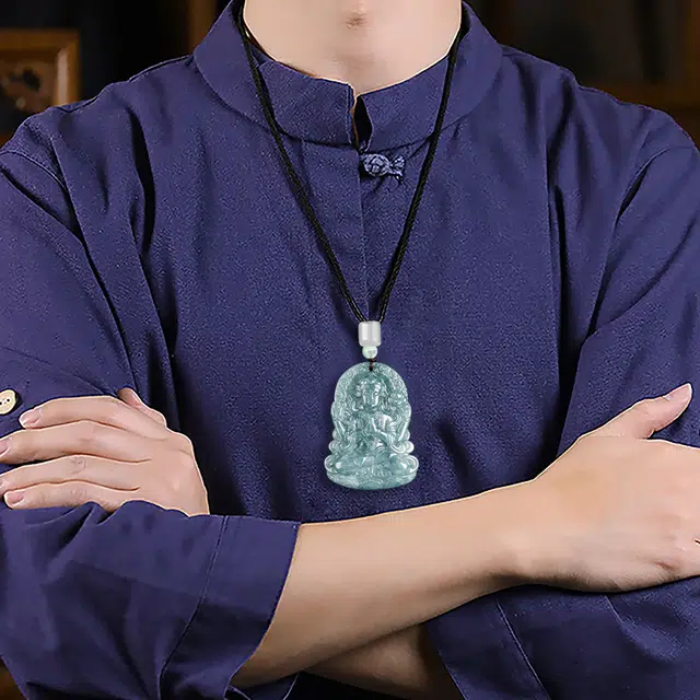 彗时 蓝水四臂观音 诸事喜乐国风小众新中式复古新中式百搭福禄吉祥时尚百搭好运 糯种 翡翠项链 男女同款情侣款