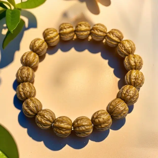 彗时 新中式精致国潮京八棱盘串 八方来财小众设计素串 文玩单圈转珠手持高级感配饰 桃核 核桃类手串 男女同款情侣款