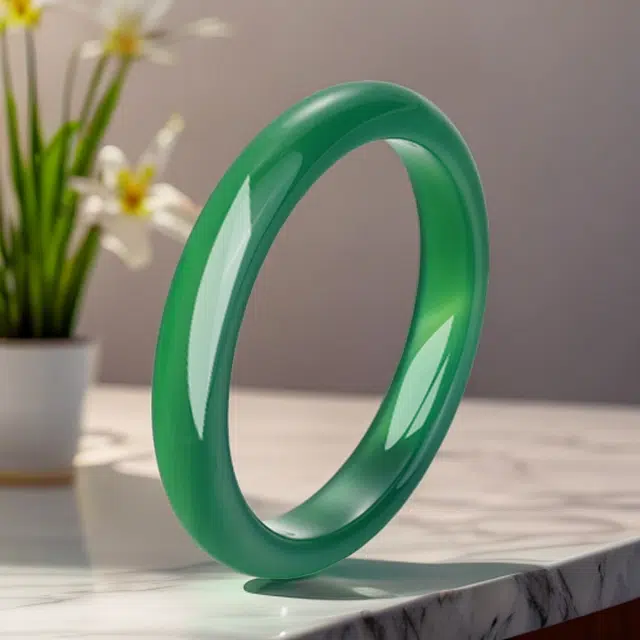 彗时珠宝 清透绿玉石国风青绿玉髓手镯 百搭古风精致古风汉服旗袍轻奢镯子 新中式玛瑙手镯细厚手饰玉石女款