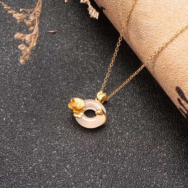 彗时 桃花平安扣 玉髓 项链 男女同款情侣款