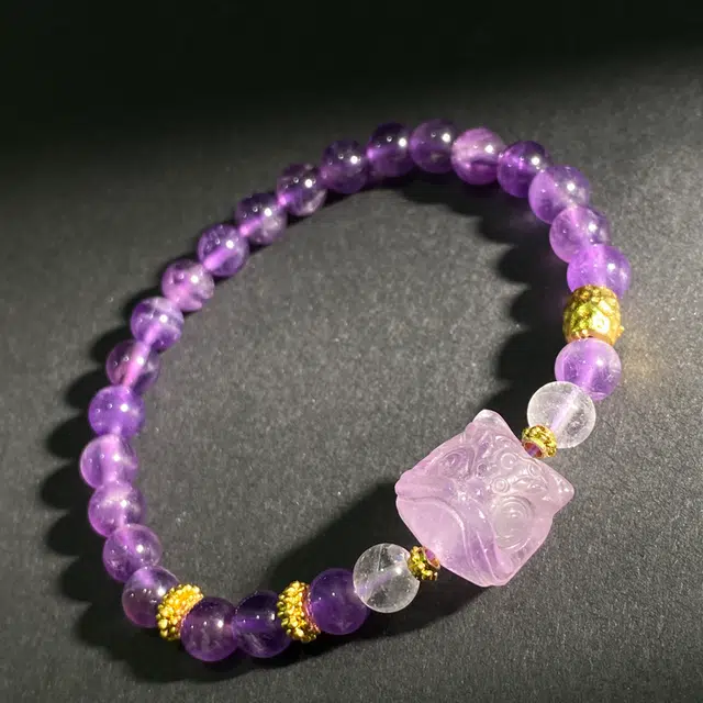 【狮来运转灵隐上上签】 彗时 九紫离火醒狮转运珠本命年国风小众新中式复古平安喜乐福禄吉祥百搭好运天然 紫水晶 手串 男女同款情侣款