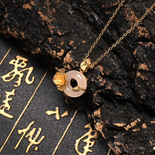 彗时 桃花平安扣 玉髓 项链 男女同款情侣款