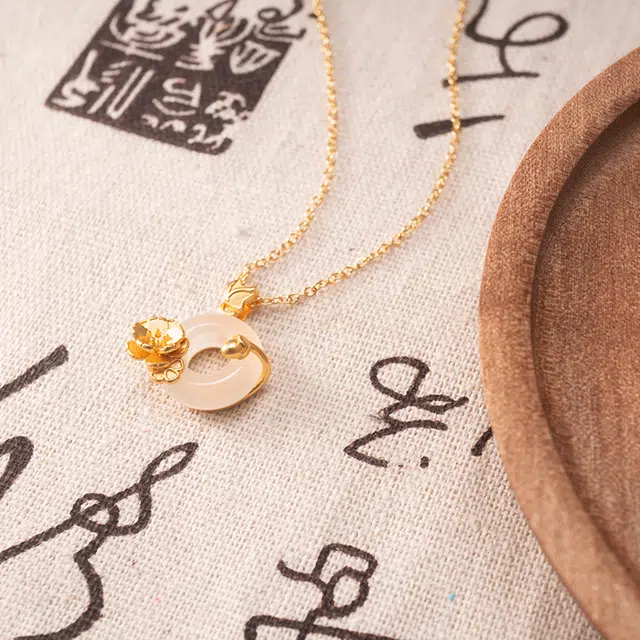 彗时 桃花平安扣 玉髓 项链 男女同款情侣款